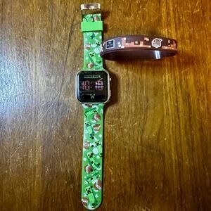 Minecraft Accutime Digital Watch And Matching Bracelet Lot 2023 working